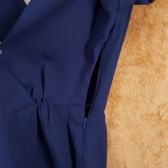 J CREW Top Womens Size 4 Navy Drapey Crepe Faux Wrap VNeck Side Zip - Picture 7 of 11